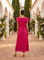 Sara | Elegante vestido largo plisado con cintura anudada