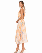 Aurora | Vestido con escote halter y estampado de acuarela