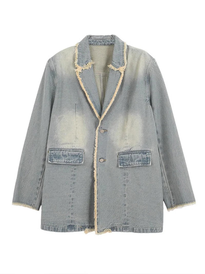 Diana | Blazer extragrande de estilo vintage con bordes sin rematar