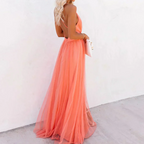Juliana | Vestido largo en color coral claro