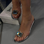 Blanca | Sandalias transparentes para mujer con piedra