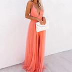 Juliana | Vestido largo en color coral claro