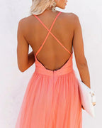 Juliana | Vestido largo en color coral claro