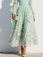 Teresa | Vestido midi floral verde claro