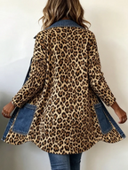 Fabiana | Chaqueta larga vaquera con paneles de contraste y estampado de leopardo